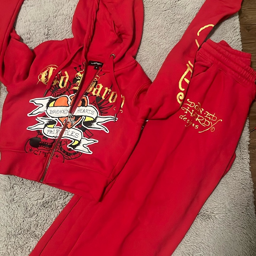 Ed hardy cropped jacket and flared pants